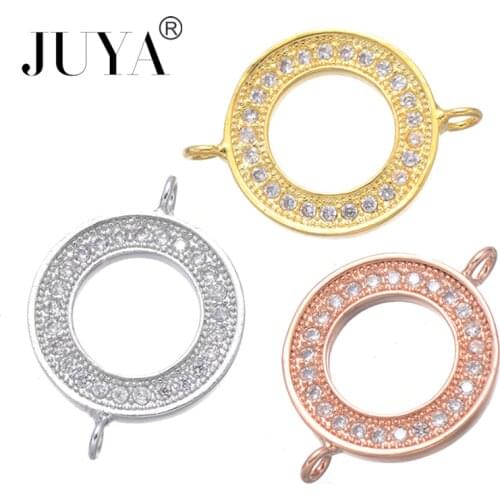 Supplies For Jewelry Copper Zircon Rhinestone Simple Round Circle Connectors For DIY Bracelets Necklaces Earrings Jewelry Making