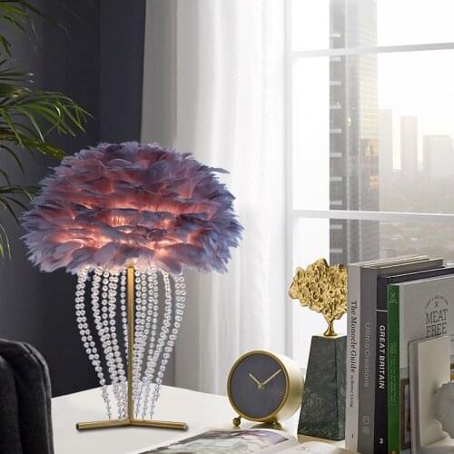Crystal Feather Table Lamp Floor Lamp Creative Jellyfish Table Lamp for Living Room Bedroom Bedside Lamp