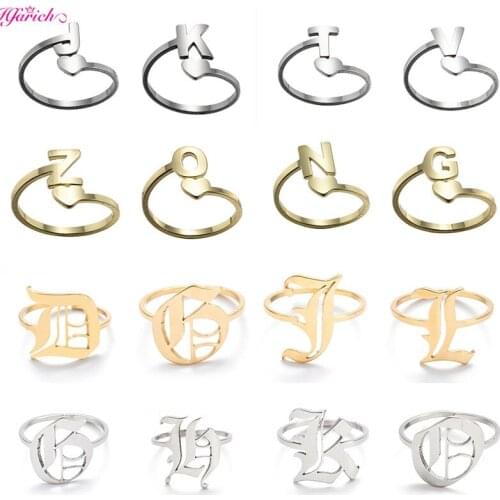 Fashion Adjustable Initials Rings Stainless Steel A-Z Gold Silver Color Letters Open Rings For Women Alphabet Jewelry Party Gif
