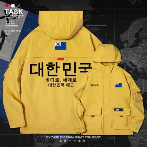 Republic of Korea South KOR men jacket hooded Navy logo army fan new trench coat men for men clothing fashion clothes autumn