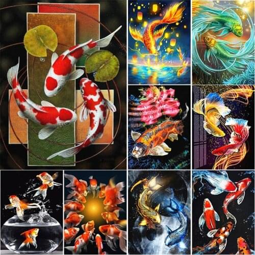 Beautiful Fish Diamond Painting Full Drill Animal Picture of Rhinestones Embroidery Cross Stitch Kit Hotel Home Art Decoration