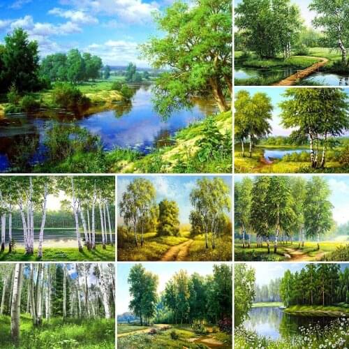 5D DIY Diamond Painting Landscape Tree Kit Full Drill Square Embroidery Mosaic Scenery Art Picture of Rhinestones Home Decor