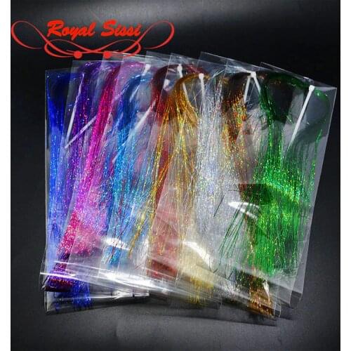 Royal Sissi 9 optional colors 3packs set Flashabou flat Tinsel Crystal Flash Tinsel Fibers pike fly streamer fly tying materials