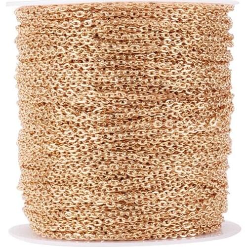 100m Matel Iron Cable Chains Unwelded Jewelry Chain Link Golden Color Handmade DIY Bracelet Necklace Jewelry Findings 3x2x0.5mm