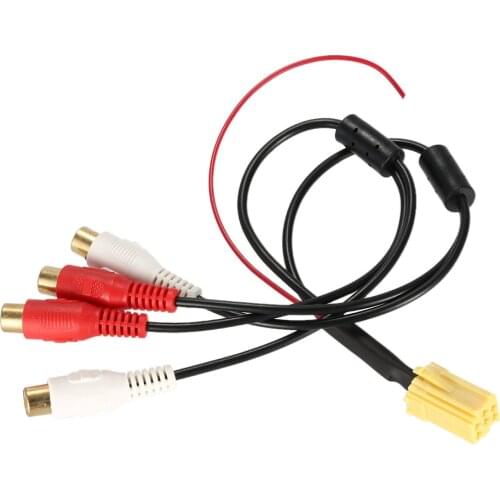 New Universal Mini 6 Pin ISO Adapters Aux Line Out 4 Chinch Kabel 4 RCA Plugs for VW Seat Skoda VDO Audi Ford