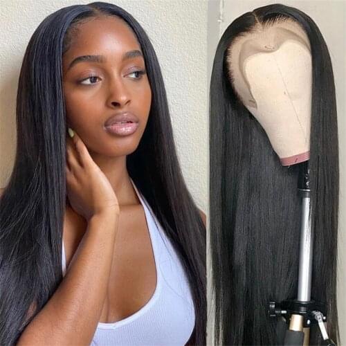 Straight lace frontal human hair wig for women 13x4 Lace Front Brazilian lace frontal wig 4x4 Closure Wig pre-plucked for black