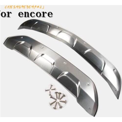 Stainless steel car Front + Rear lid for trimming plastic bars Front and rear bumper stickers for buick encore 2016 2017 2018