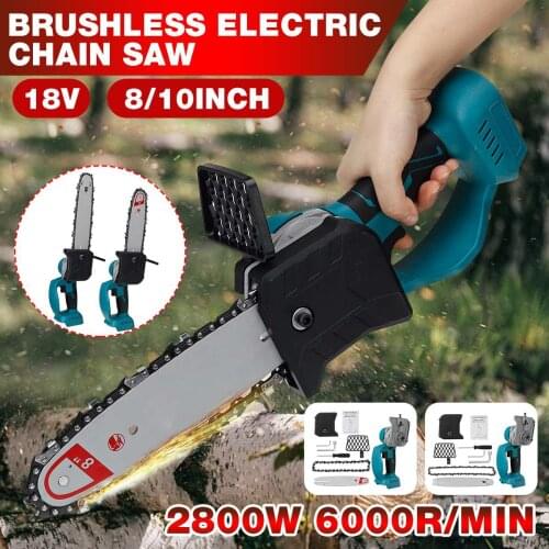 10 inch 8 Inch Electric Saw Chainsaw 2800W Rechargeable Brushless Motor Woodworking Cutter Garden Tool For Makita 18V Battery