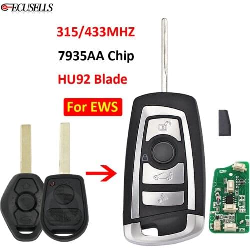 3 Button Flip Remote Key 315MHZ / 433MHZ ID44 PCF7935AA Chip for BMW EWS 325 330 318 525 530 540 E38 E39 E46 M5 X3 X5 HU92 Blade