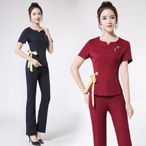 Foot Bath Sauna Technician Work Suit Womens 2019 Summer Trousers Beauty Shop Beautician Massage Foot Bathing Work Clothes