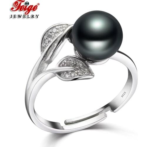 Real 925 Sterling Silver Natural Freshwater Pearl Rings for Women Party Gifts Finger Ring Fine Jewelry FEIGE