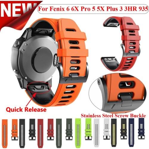 Smart Watch Band Straps For Garmin Fenix 6 6X Pro 5X 5 Plus 3 3HR Forerunner 935 945 Quick Release Watchbands Silicone Bracelet