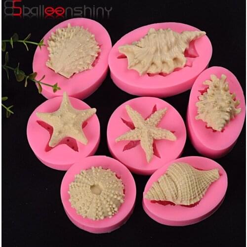 BalleenShiny Shell Silicone Mold Fondant Cake Candle Soap Mold Pearl Conch Starfish Silicone Marine Series Cake Mold Bakeware