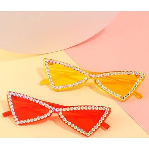 Sexy Cat Eye Sunglasses Women Rimless Vintage Rhinestone Sun Glasses Female Lady Candy Color 2020 Eyewear Triangle Shades UV400