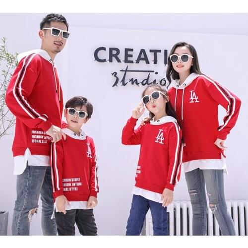 Family Matching Hooded Sweatshirt Mom Daughter Dad and Son Fashion Casual Outwear Adults Children Coat Christmas Clothes