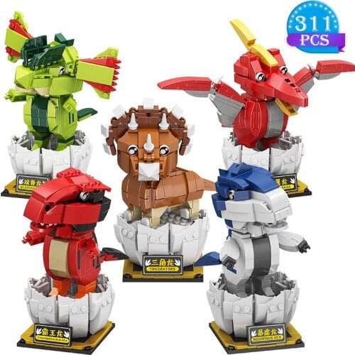 Technical Expert Assembly Shaking Head Dinosaur Model Jurassic World Dinosaur Building Blocks Childrens Bricks Toys Boys Gifts