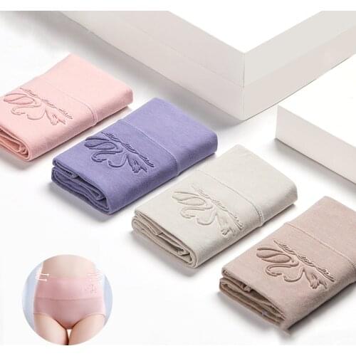 Plus Size 5XL 4Pcs/lot High Waist Panties Women Breathable Soft Cotton Underwear Cute Fashion Print Seamless Sexy Girls Briefs