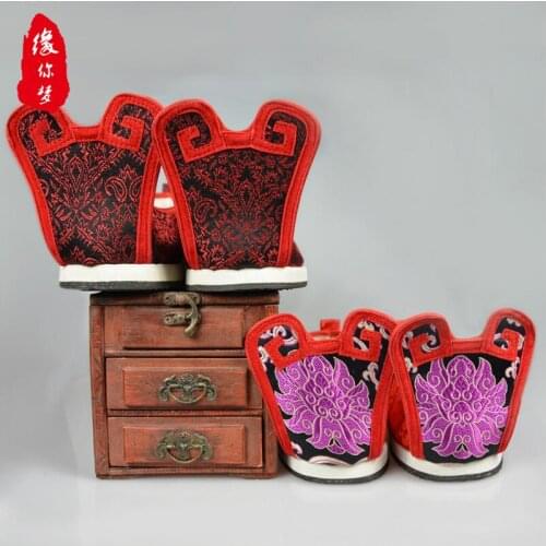 Chinese Hanfu Wedding Ceremony Groom Bride Shoes Unique Flat Bottom Ancient China Wedding Shoes Traditional Cosplay Shoes