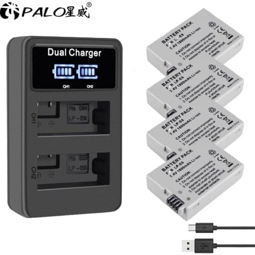PALO LP-E8 LPE8 Camera Batterie&Charger LCD Intelligent USB Digital Charger for Canon Battery lp e8 550D 600D 650D 700D X4 X5 X6