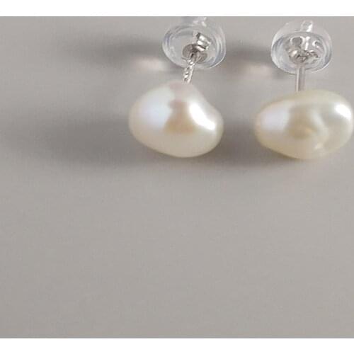 Silvology Natural Freshwater Pearl Stud Earrings 925 Sterling Silver Irregular Pearl Anti Allergy Earrings for Women 925 Jewelry