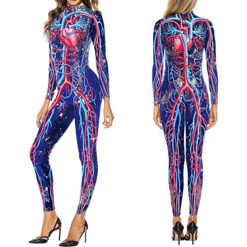 Horror Bodysuit Skeleton Printed Cosplay Costumes Suit Halloween Festivals Women Jumpsuit Disfraz Halloween Niña Scary Costumes