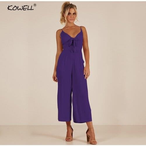 Womens Casual Solid spaghetti strap V Neck Bandage Bodycon Chiffon Romper Jumpsuit Club Bodysuit Long Pants female overalls