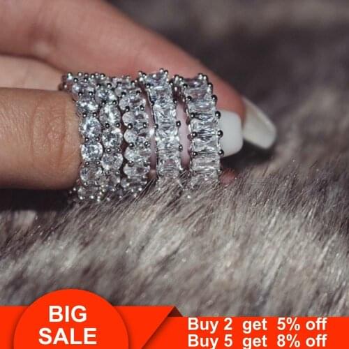 Statement Eternal Band Promise ring 925 Sterling silver Bijou AAAAA cz Engagement Wedding Rings for women Men Party Jewelry