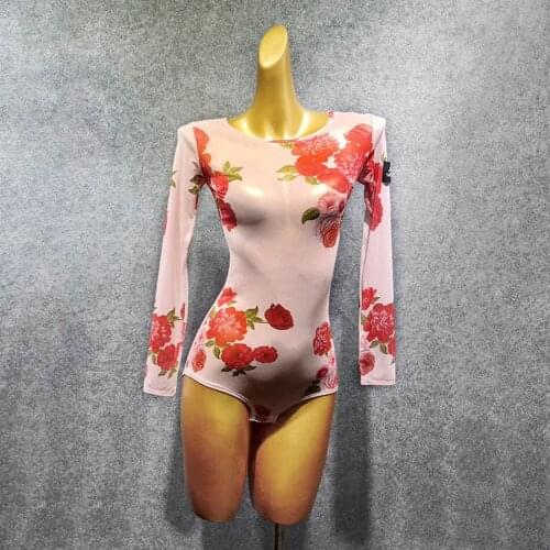 Latin Dance Dress Women Long Sleeve Flower Latin Dance Tops for Ballroom Samba Tango Chacha Dancing Performamnce W400