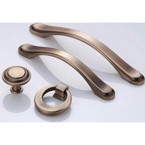 1PCS Zinc Alloy Handle Furniture Cabinet Drawer Wardrobe Bathroom Kitchen Door Handle Copper Color