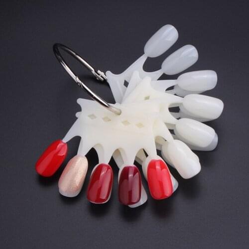 10pcs/set Nail Art Display False Nail Tips Fake Nails Polish Clear Nature Color Card Acrylic Practice Chart Palette Art Ring
