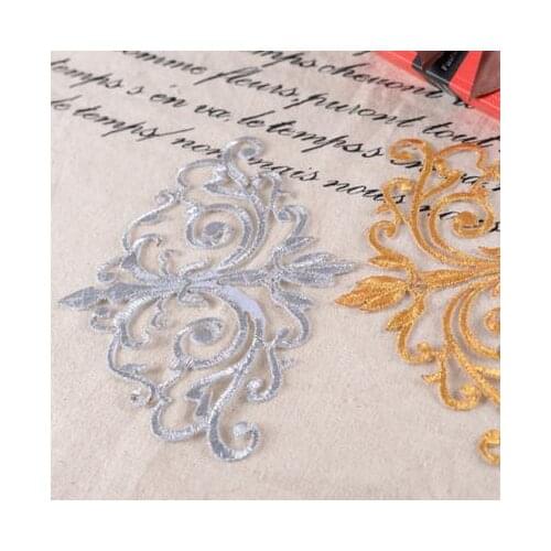 16cm x 11.5cm Gold and silver embroidery flower clothing costume COS essential imports filigree cloth classic Patch stickers