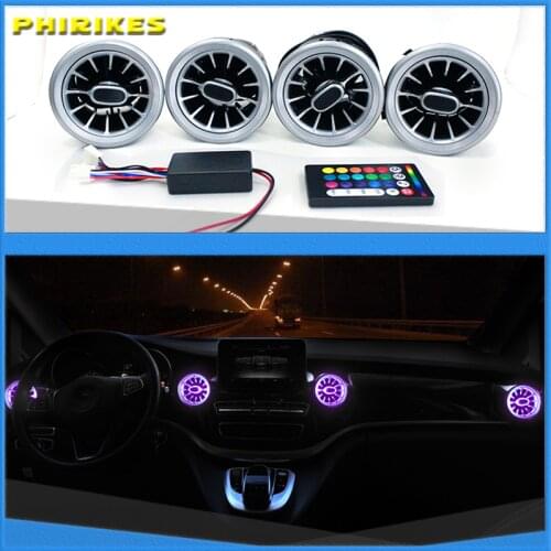 K-Car 4PCS LED Front Dashboard AC Air Condition Vent Outlet Turbo Interior Trim For Mercedes Benz V Class W447 Vito V250