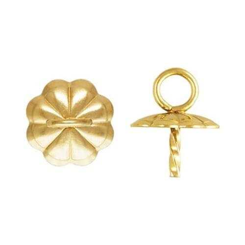 Gold filled flower beads cap Pattern connection end pin umbrella pendant head for making Jewelry accessories 4/6mm 5pcs