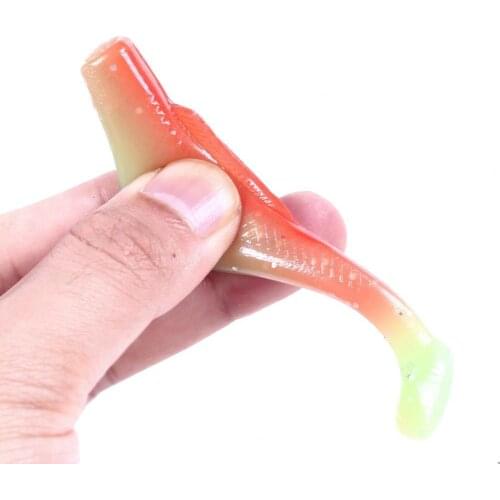 6Pcs/Set 8cm Plastic T Tail Fake Lure Soft Faux Fish Baits Bionic Fishing Tackle