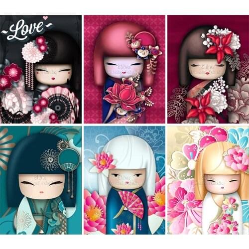 DIY 5D Diamond Painting Cartoon Girl Kimono Princess Cross Stitch Kit Full Square Round Embroidery Mosaic Art Home Decor Gift