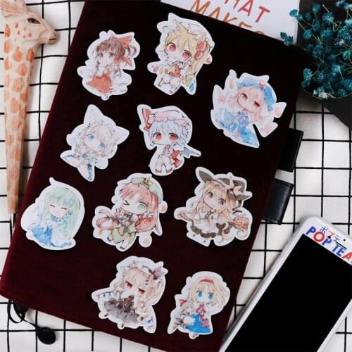 Anime Touhou Project Hakurei Reimu Project Shrine Maiden Stickers Cosplay Luggage Guitar Phone DIY Scrapbook Boy Girl Decal Gift