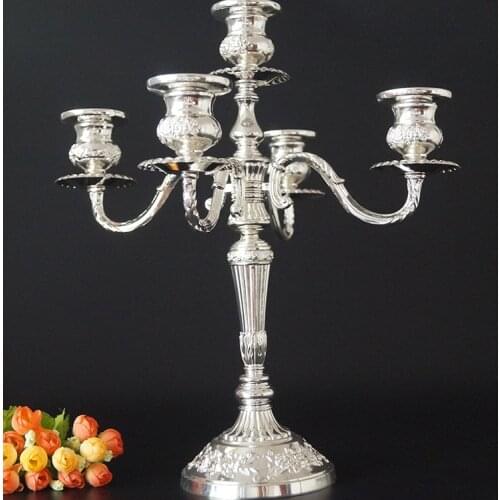 Antique Retro Gold Candlesticks Tall Bronze Silver Christmas Candelabra Wedding Decorations European Metal Candle Holders