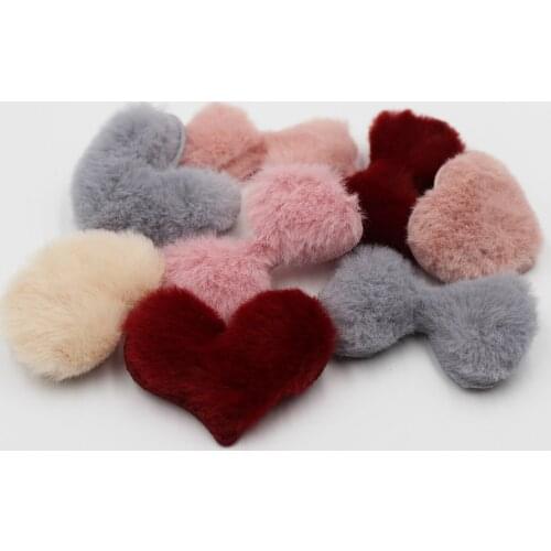 Appliques Furry Felt Bowknot Heart Padded Patches Childrens Hair Clip Accessories DIY Handmade for Headwear Sewing Decoration