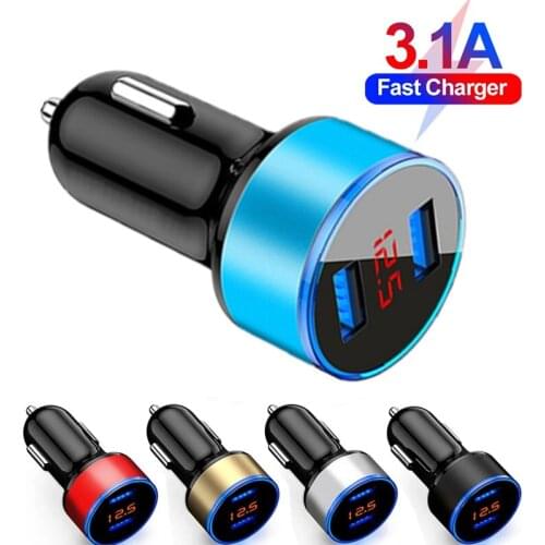 USB Car Charger 2 Port LED 3.1A Universal Phone Fast Charging for iPhone Samsung Xiaomi huawei Oukitel HTC Dual Charge Adapter