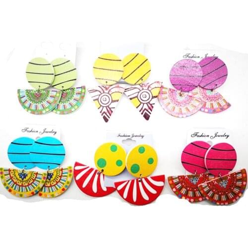 Free Shipping!Newest colorful stud Wooden Earrings