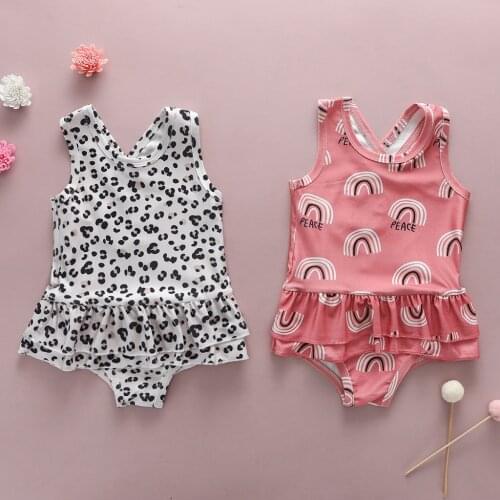 Toddler Baby Girls Summer Sleeveless Cartoon Print Swimsuit Clothes One Piece Swimsuit One Suit Girl Swimwear Summer
