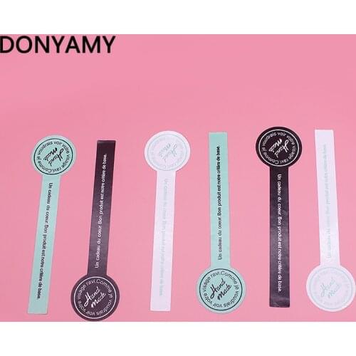 DONYAMY 120pcs 3 Colors Hand Made Push Up Cake Pop Seal Sticker Baking Package