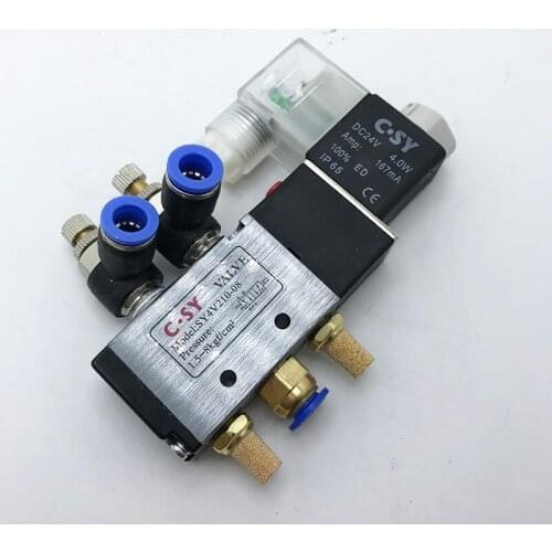 5 Way 2 Position Flow Adjust Pneumatic Solenoid Valve Air Gas Magnetic Valve 12V 24V 110V 220 10mm 6mm 8mm Hose Quick fittings