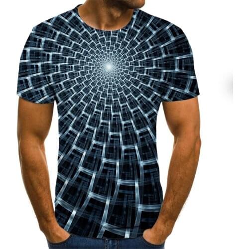 2021 New casual mens T-shirt summer fashion short-sleeved 3D round neck tops visual pattern shirt oversized male T-shirt