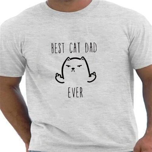 Funny Best Cat Dad Ever Print T shirt Men Gift For Husband Casual Short Sleeve Cotton graphic Tee Shirts Mens Tops
