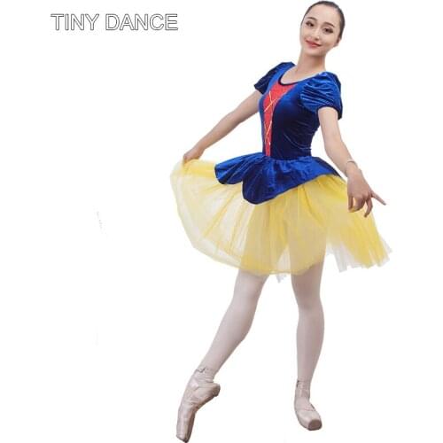 Ready to Ship Girls Ballet Dance Tutu Dress Short Sleeve Velvet Leotard Bodice with Yellow Tutu Skirt 16693