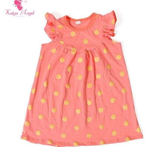Kaiya Angel 2017 Kids Clothes Orange Dress With Gold Point Dot Summer Dresses Hot Sale Clothes For Girls 1-8T Children `s Dress
