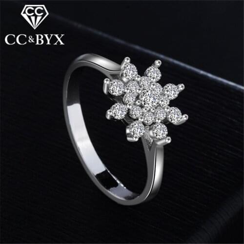 CC Silver ings For Women Vintage Wind Flower Bridal Wedding Jewelry Engagement Ringen White Gold Color Anel Drop Shipping CC719