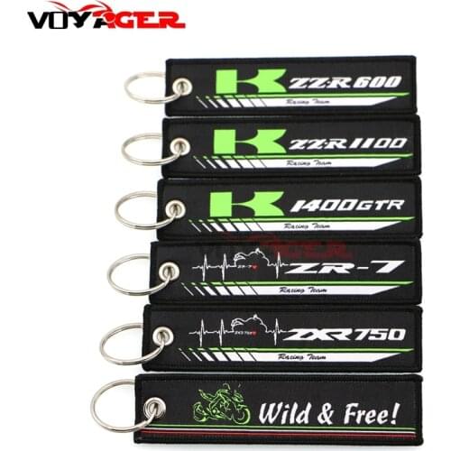 Motorcycle Embroidery Collection Keychain For Kawasaki ZZR600 ZR-7 ZXR750 ZZR1100 1400GTR Key ring Key hanging buckle