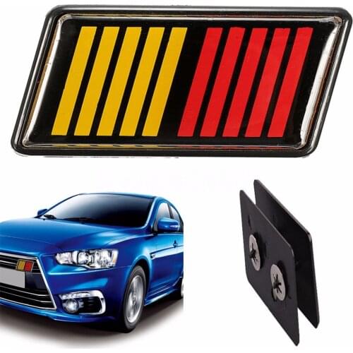 Red Yellow Black Ralliart Stripe Bar Grille Emblem Badge For Mitsubishi